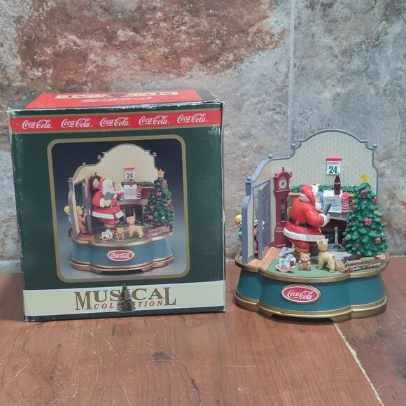 Coca Cola Musical Collection Santa Claus Music Box Lights Up 1993